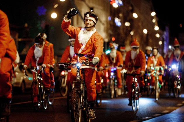 cycling Santas